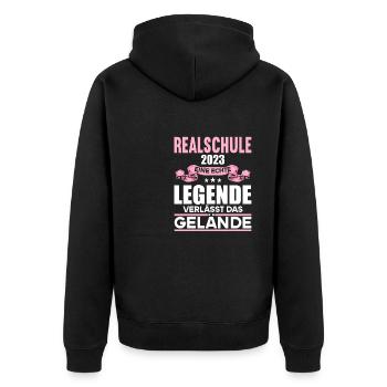 Eine Legende verlässt das Gelände Realschule 2023 - Unisex Premium Bio Zip Hoodie - Schwarz - Hinten - Nico (187cm)