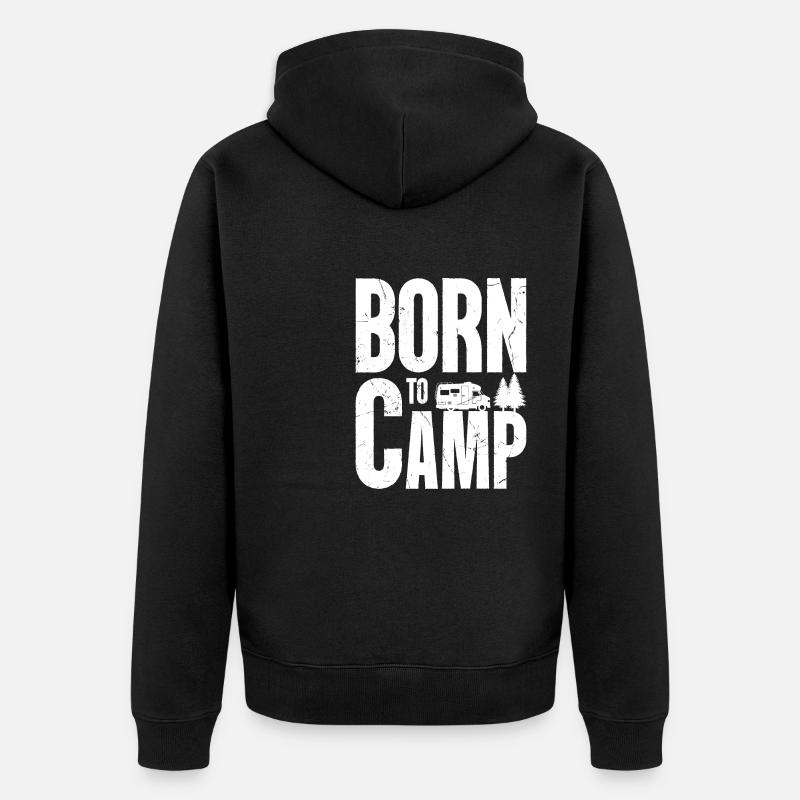 Né au camp - Veste à capuche bio Premium Unisexe - noir