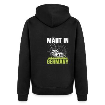 Mäht In Germany Garten Gartenarbeit Rasenmäher - Unisex Premium Bio Zip Hoodie - Schwarz - Hinten - Nico (187cm)