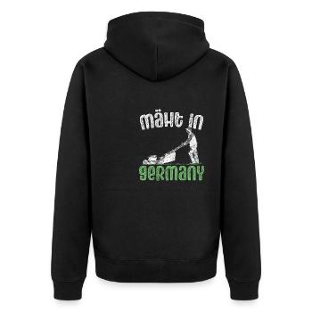 Mäht In Germany Garten Gartenarbeit Rasenmäher - Unisex Premium Bio Zip Hoodie - Schwarz - Hinten - Nico (187cm)