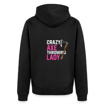 Axt Werfen - Unisex Premium Bio Zip Hoodie - Schwarz - Hinten - Nico (187cm)