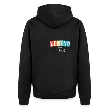 Anniversaire, une légende est née en 1973 - Veste à capuche bio Premium Unisexe - noir - Dos - Nico (187cm)