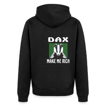 DAX MAKE ME RICH - Unisex Premium Organic Zip Hoodie - black - Back - Nico (187cm)