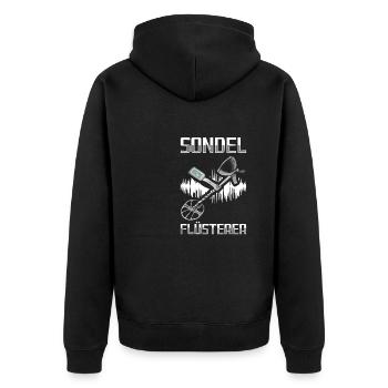 Sondeln - Unisex Premium Bio Zip Hoodie - Schwarz - Hinten - Nico (187cm)
