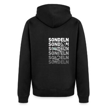 Sondeln - Unisex Premium Bio Zip Hoodie - Schwarz - Hinten - Nico (187cm)