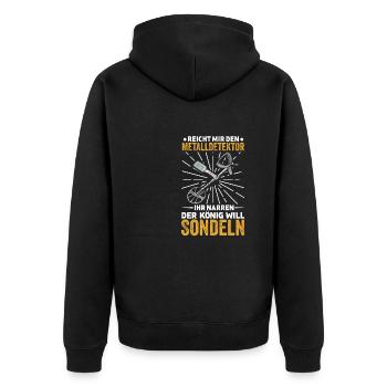 Sondeln - Unisex Premium Bio Zip Hoodie - Schwarz - Hinten - Nico (187cm)