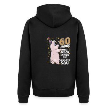 60 JAHRE DIE COOLSTE SAU GEBURTSTAG - Unisex Premium Bio Zip Hoodie - Schwarz - Hinten - Nico (187cm)