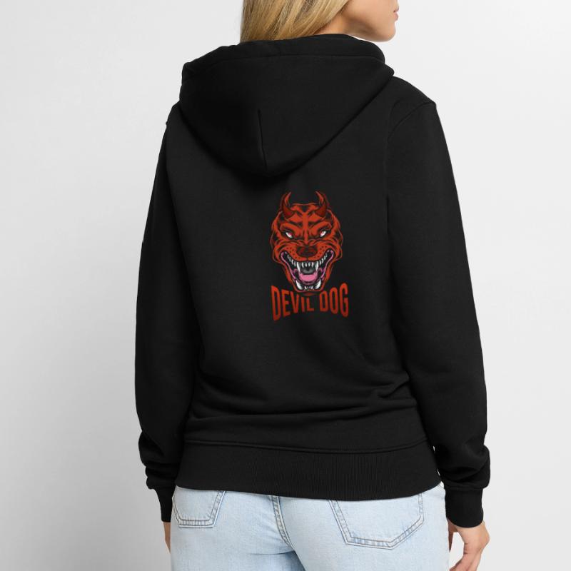 Devil dog with sharp teeth Unisex Premium Organic Zip Hoodie