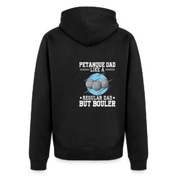 Petanque Boule Game Set Boccia - Unisex Premium Bio Zip Hoodie - Schwarz - Hinten - Nico (187cm)