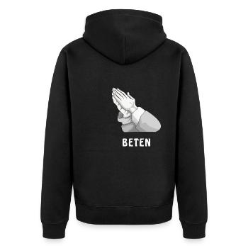 BETEN - Unisex Premium Bio Zip Hoodie - Schwarz - Hinten - Nico (187cm)