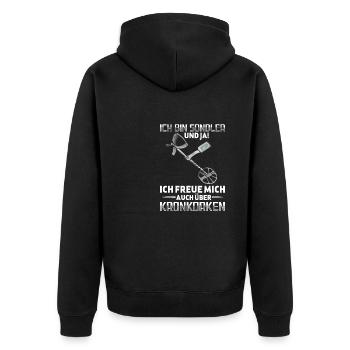 Sondeln - Unisex Premium Bio Zip Hoodie - Schwarz - Hinten - Nico (187cm)
