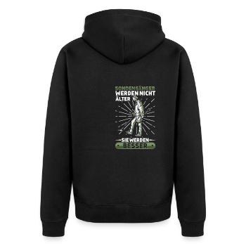 Sondeln - Unisex Premium Bio Zip Hoodie - Schwarz - Hinten - Nico (187cm)
