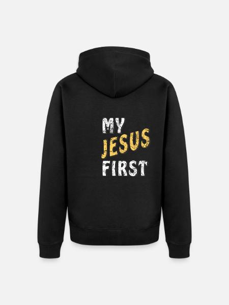 MON JÉSUS D’ABORD - Veste à capuche bio Premium Unisexe - noir