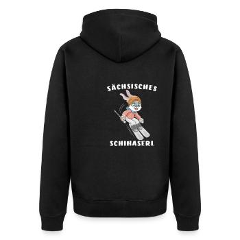 SCHIHASE SÄCHSISCHES SCHIHASERL - Unisex Premium Bio Zip Hoodie - Schwarz - Hinten - Nico (187cm)