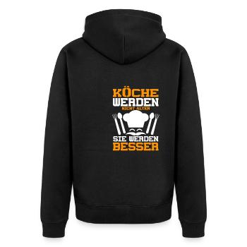 Köche Werden Nicht Älter Geburtstag Spruch Koch - Unisex Premium Bio Zip Hoodie - Schwarz - Hinten - Nico (187cm)