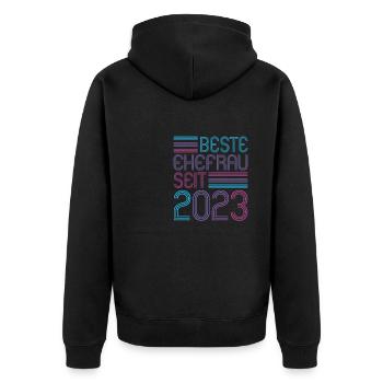Meilleure épouse depuis 2023 1er anniversaire de mariage - Veste à capuche bio Premium Unisexe - noir - Dos - Nico (187cm)
