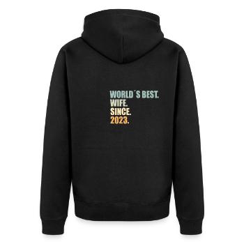 Meilleure épouse depuis 2023 1er anniversaire de mariage - Veste à capuche bio Premium Unisexe - noir - Dos - Nico (187cm)