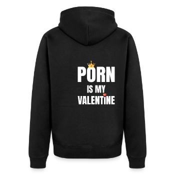 Porno Ist Mein Valentinstags -Liebeskronherz - Unisex Premium Bio Zip Hoodie - Schwarz - Hinten - Nico (187cm)