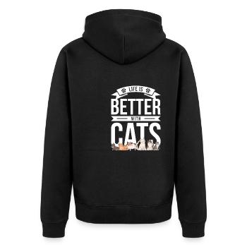 La vie est meilleure avec les chats - Veste à capuche bio Premium Unisexe - noir - Dos - Nico (187cm)