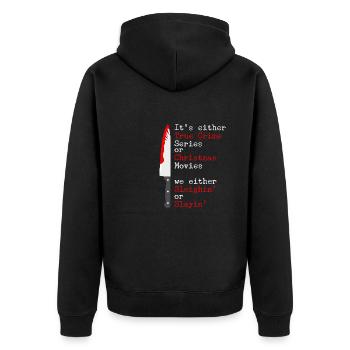 Série true Crime ou Films de Noël Sleighin Or - Veste à capuche bio Premium Unisexe - noir - Dos - Nico (187cm)