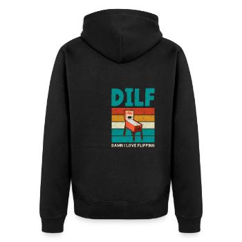 Flipper Arcade Spiel Retro Vintage Pinball Maschin - Unisex Premium Bio Zip Hoodie - Schwarz - Hinten - Nico (187cm)