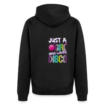 Disco Party Retro Vintage Club Groovy Lifestyles - Unisex Premium Organic Zip Hoodie - black - Back - Nico (187cm)