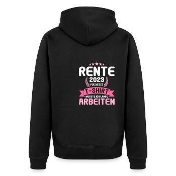 Rentner 2023 Rentnerin 2023 Rente 2023 - Unisex Premium Bio Zip Hoodie - Schwarz - Hinten - Nico (187cm)