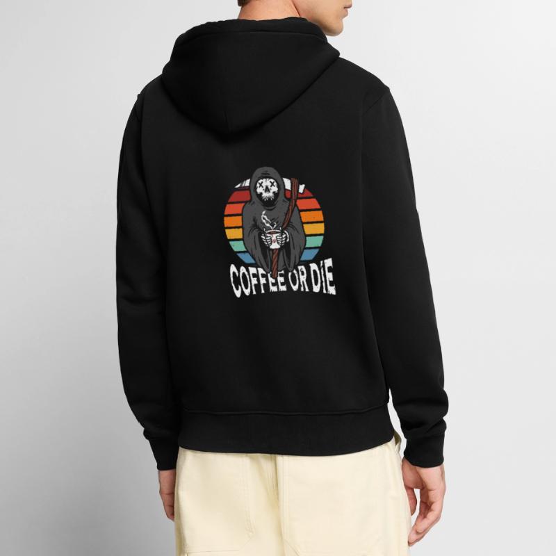 Kaffee Oder Sterben Unisex Premium Bio Zip Hoodie