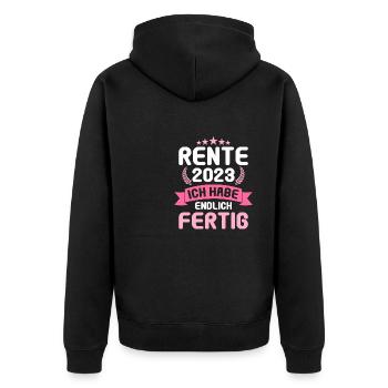 Rentner 2023 Rentnerin 2023 Rente 2023 - Unisex Premium Bio Zip Hoodie - Schwarz - Hinten - Nico (187cm)