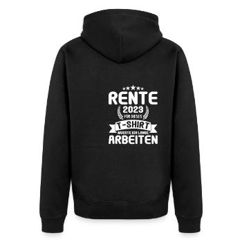 Rentner 2023 Rentnerin 2023 Rente 2023 - Unisex Premium Bio Zip Hoodie - Schwarz - Hinten - Nico (187cm)