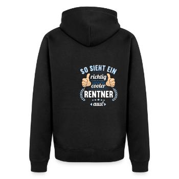 Rente 2023 Ruhestand Abschied Rentner 2023 - Unisex Premium Bio Zip Hoodie - Schwarz - Hinten - Nico (187cm)