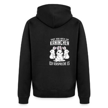 Kaninchen Nur noch ein Kaninchen versprochen - Unisex Premium Bio Zip Hoodie - Schwarz - Hinten - Nico (187cm)