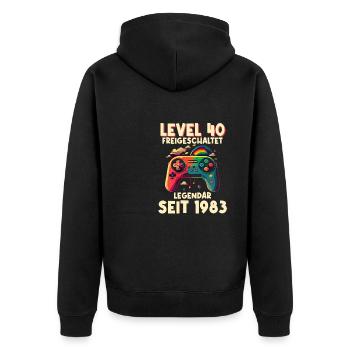 1983 Level 40 Jahre Gaming 40er 40 Geburtstag - Unisex Premium Bio Zip Hoodie - Schwarz - Hinten - Nico (187cm)
