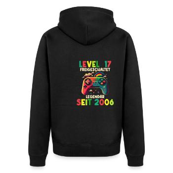 2006 Level 17 Jahre Gaming 17er 17 Geburtstag - Unisex Premium Bio Zip Hoodie - Schwarz - Hinten - Nico (187cm)