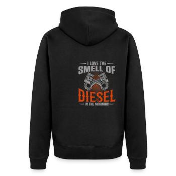 J’adore l’odeur du diesel dans le mécanicien du matin - Veste à capuche bio Premium Unisexe - noir - Dos - Nico (187cm)