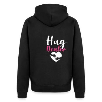 Hug Dealer Embrace Friendship Love Affection - Unisex Premium Organic Zip Hoodie - black - Back - Nico (187cm)