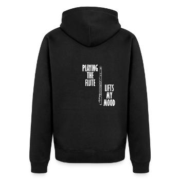 Flötist Lustiges Sprichwort Orchester - Unisex Premium Bio Zip Hoodie - Schwarz - Hinten - Nico (187cm)