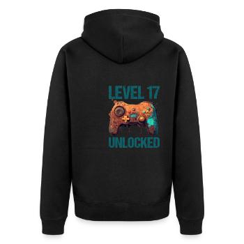 Level 17 Years Gaming 17 17 Birthday - Unisex Premium Organic Zip Hoodie - black - Back - Nico (187cm)