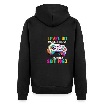 1983 Level 40 Jahre Gaming 40er 40 Geburtstag - Unisex Premium Bio Zip Hoodie - Schwarz - Hinten - Nico (187cm)