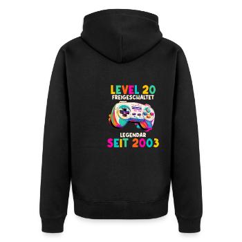 2003 Level 20 Jahre Gaming 20er 20 Geburtstag - Unisex Premium Bio Zip Hoodie - Schwarz - Hinten - Nico (187cm)