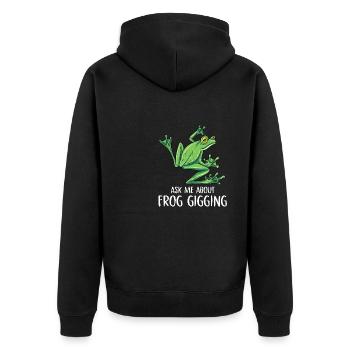 ask me about frog gigging Design for a frog jokes - Unisex Premium Bio Zip Hoodie - Schwarz - Hinten - Nico (187cm)