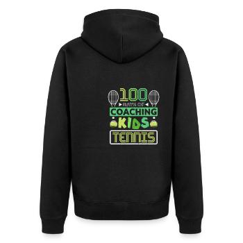 100 days of coaching kids tennis - Unisex Premium Organic Zip Hoodie - black - Back - Nico (187cm)