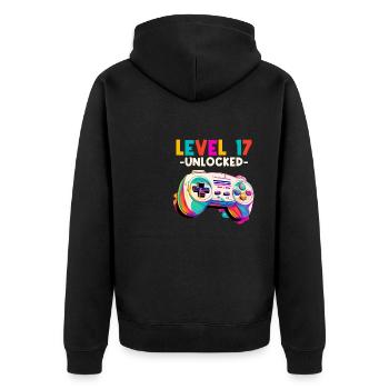 Level 17 Years Gaming 17 17 Birthday - Unisex Premium Organic Zip Hoodie - black - Back - Nico (187cm)