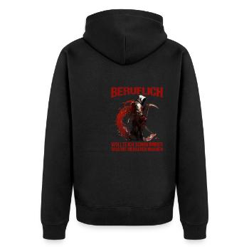 Beruflich schon immer was mit Menschen machen - Unisex Premium Bio Zip Hoodie - Schwarz - Hinten - Nico (187cm)