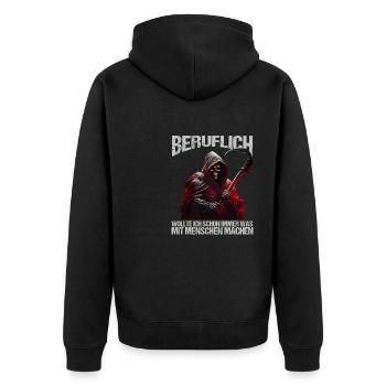 Beruflich schon immer was mit Menschen machen - Unisex Premium Bio Zip Hoodie - Schwarz - Hinten - Nico (187cm)