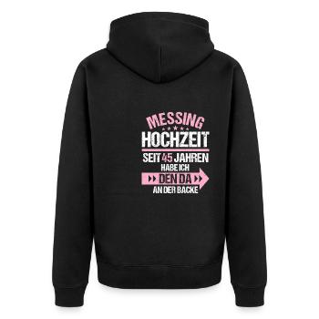 45 verheiratet Messing Hochzeit 45.Hochzeitstag - Unisex Premium Bio Zip Hoodie - Schwarz - Hinten - Nico (187cm)