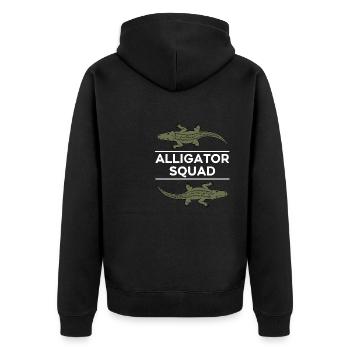 Aligator Squad Wildtier Sumpfkrokodilabenteuer - Unisex Premium Bio Zip Hoodie - Schwarz - Hinten - Nico (187cm)