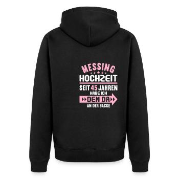 45 verheiratet Messing Hochzeit 45.Hochzeitstag - Unisex Premium Bio Zip Hoodie - Schwarz - Hinten - Nico (187cm)