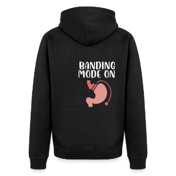 banding mode on Design for a gastric surgery - Unisex Premium Organic Zip Hoodie - black - Back - Nico (187cm)