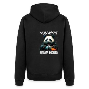 Nur noch eine Runde dann hör ich auf Kinder Gaming - Unisex Premium Bio Zip Hoodie - Schwarz - Hinten - Nico (187cm)
